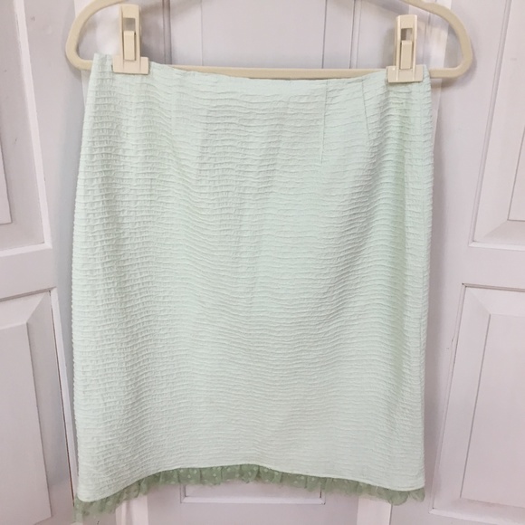 Rickie Freeman Teri John Pastel Green Textured Skirt - Picture 2 of 16
